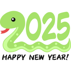 白蛇のまわりに色んなお正月 縁起物 かわいい2025 巳年イラスト無料 フリー91234素材Good