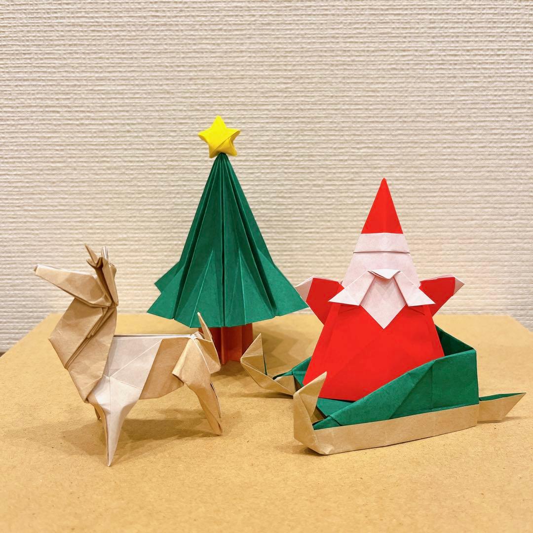 クリスマスのソリの折り紙 簡単な折り方作り方☆平面だからクリスマス飾りにも！│子供と楽しむ折り紙・工作
