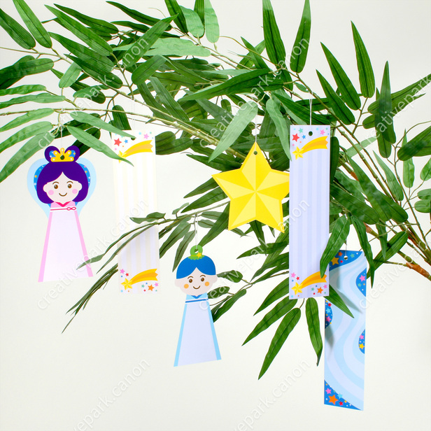 かわいいイラスト入りの七夕の短冊「Excel・Word・PDF・A4・5分割」ダウンロード