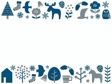 赤グリーンとリボンおしゃれクリスマス フレーム枠イラスト無料フリー85068素材Good