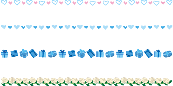 青いリボンとハートホワイトデーフレーム・ホワイトデーカード 3月フレームフレーム 飾り枠 Decome