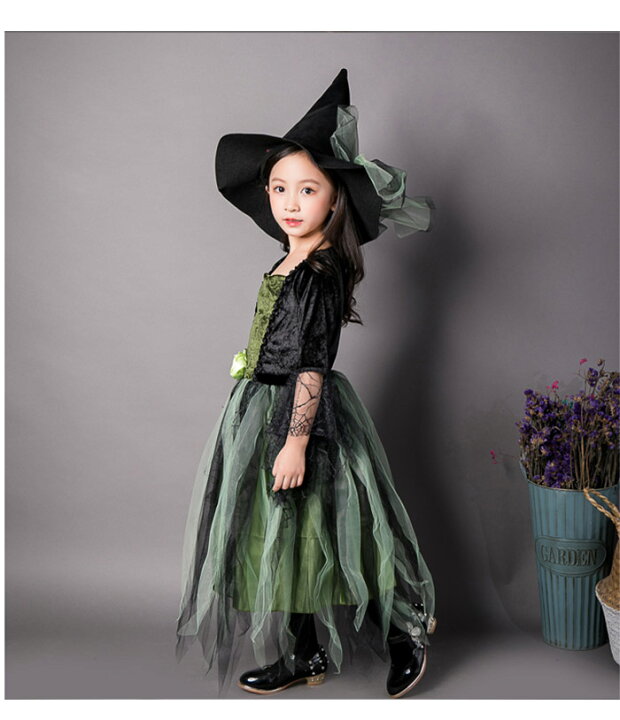 Amazon.co.jp:Emfayハロウィン コスプレ 衣装 仮装 子供 女の子 魔女 セット 魔法使い ブラック コスチューム 帽子付きS 100cm-120cm: おもちゃ
