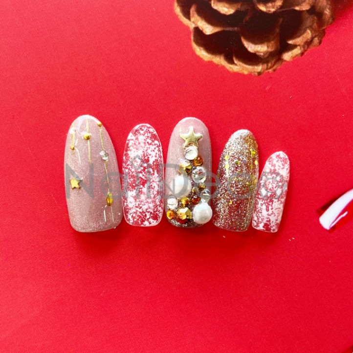 クリスマスネイルチップデザインサンタTikTok