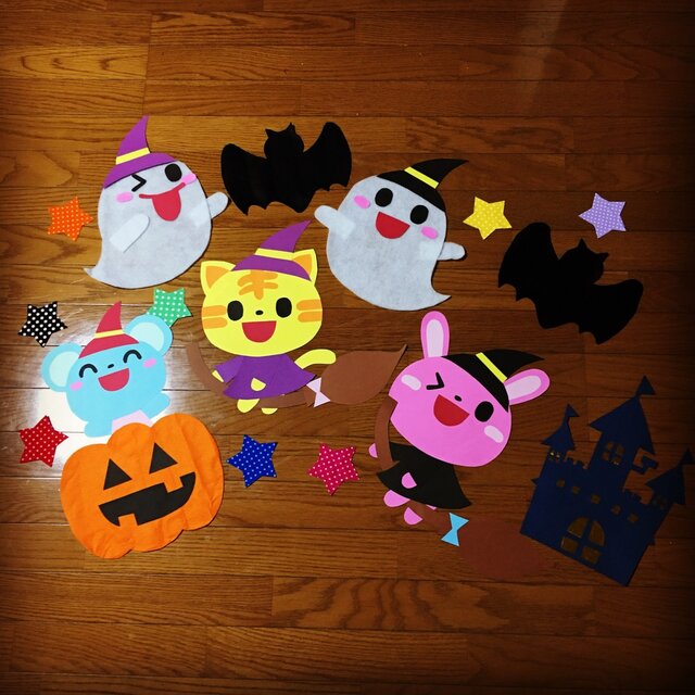 色画用紙手作り「かわいいハロウィンの壁飾り」図工人図工人
