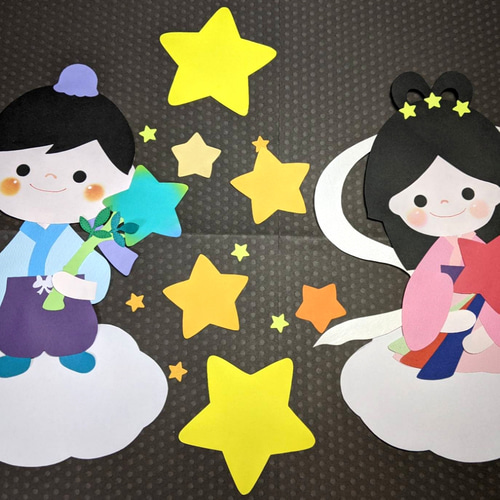 七夕 織姫 彦星 製作キット 切り絵 ふわぽん 通販 15829201Creema クリーマ