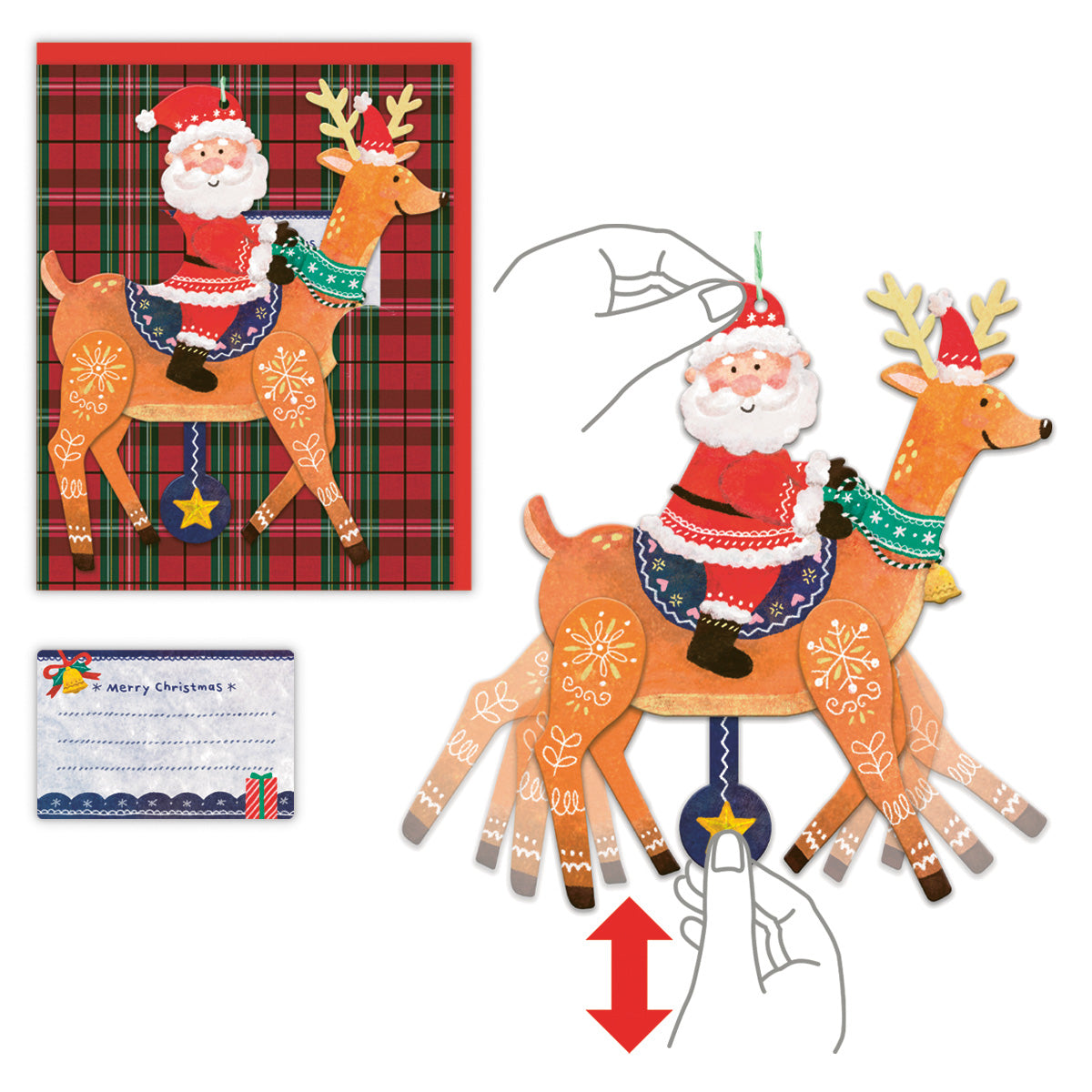 サンタとトナカイがソリで夜空を飛んでいるクリスマスカードデザイン Stock VectorAdobe Stock