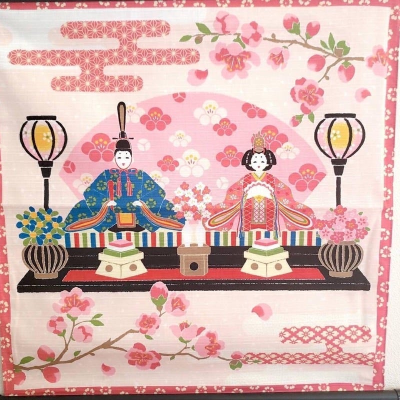 刺繍タペストリー L ひな祭り タペストリー おしゃれ 飾り 布 装飾 壁掛け お雛様 桃の節句 記念撮影 写真 ひなまつり キッズ 女の子 子供かざり 玄関 壁 リビング インテリア かわいい シンプル ナチュラル 子ども こども フォトFAVRAS ファブラス雑貨＆ギフト