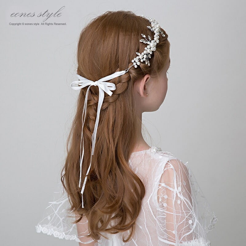 卒業式 入学式 髪飾り つまみ細工 藍-あおい-＜ゴールドver＞濃紺と白が凛と華やぐ上品