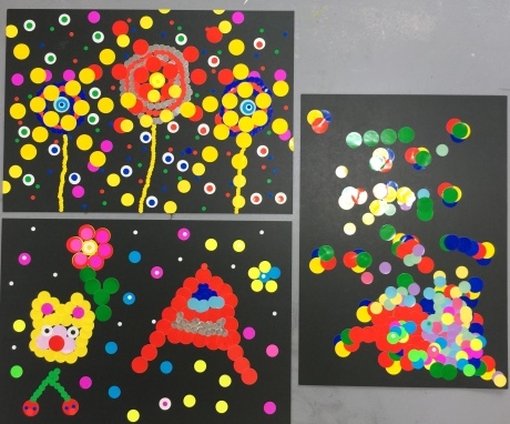 最近の娘との工作✂️🎆工作折り紙丸シールアート花火娘との時間育児3歳