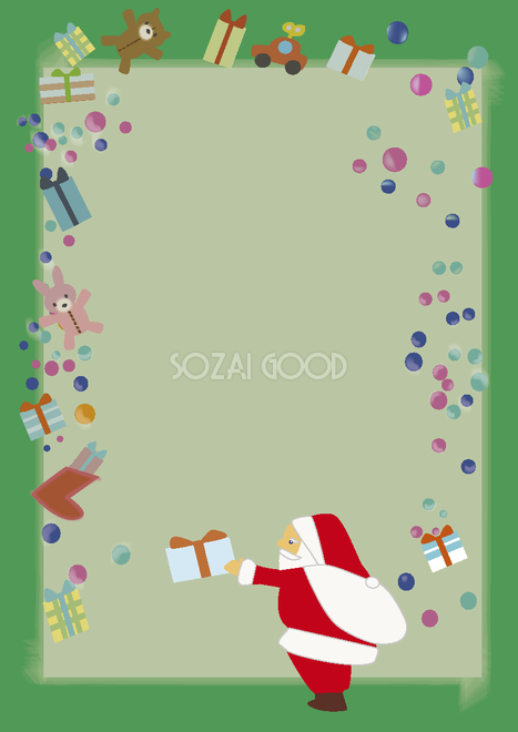 クリスマスイブの夜の街並み背景フレーム縦 サンタとトナカイ：イラスト無料