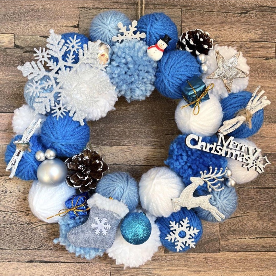 製作レシピ「ゆらゆら雪だるまリース」＊こぐまデザイン＊ アキタヒロミ