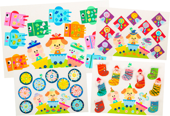 お誕生表 壁面 ひよこ 無料ダウンロード型紙で「ひよこ 冬服バージョン」の壁面飾り