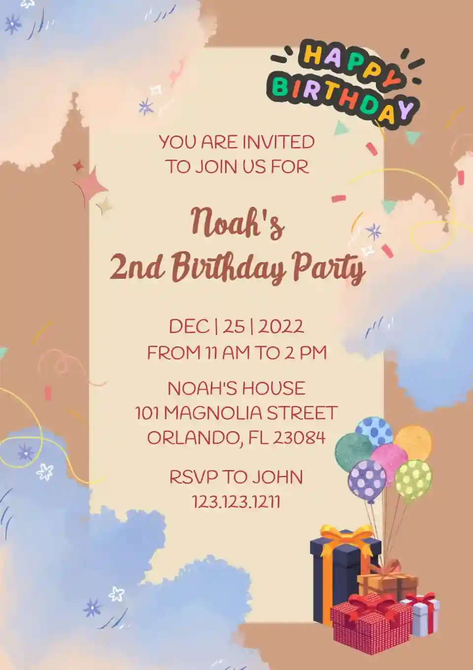 誕生日の招待状の無料テンプレートAdobe Express