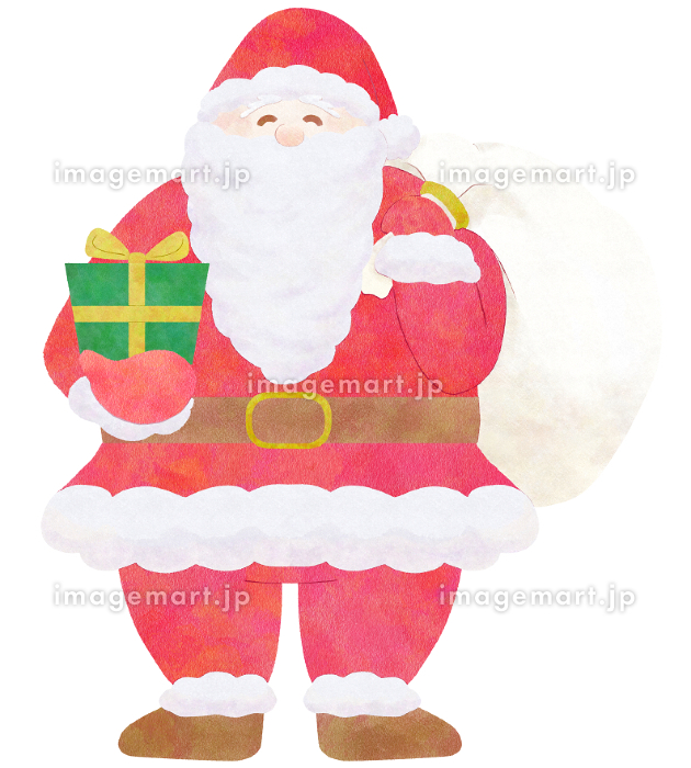 プレゼントを届けるサンタクロースのイラストえんぴつと画用紙