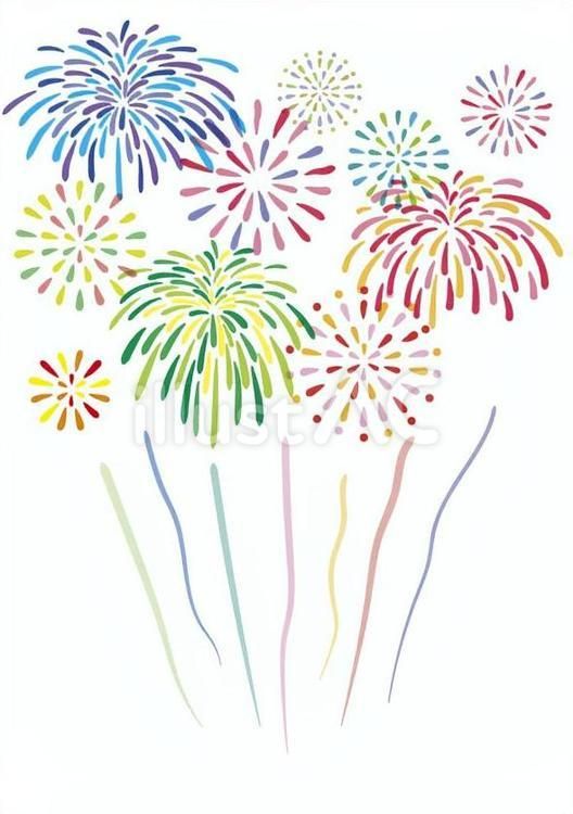 打ち上げ花火のイラスト - 暑中お見舞い2025 ポストカード・イラスト素材サイト イラストareiraPostcard template