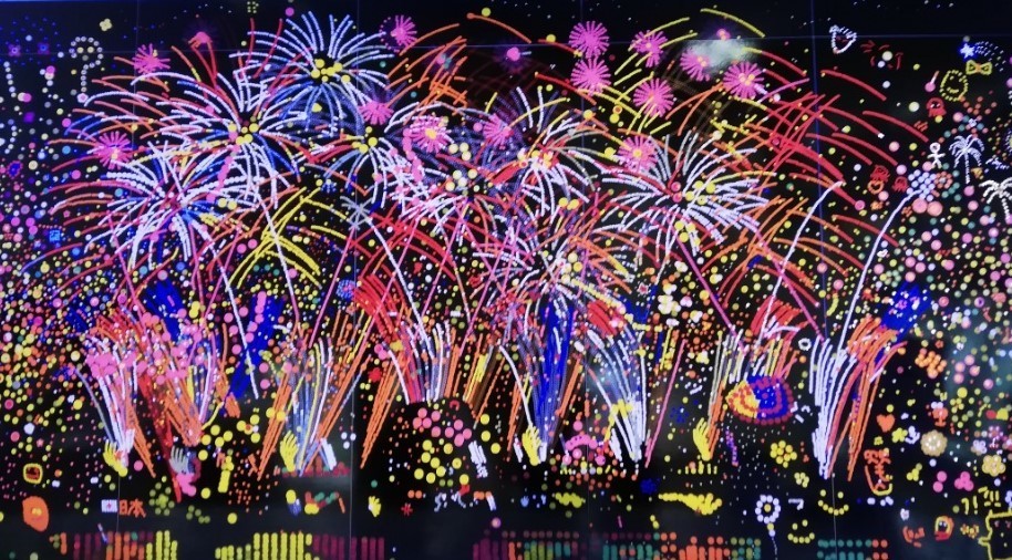 丸シールアート 花火 簡単TikTok