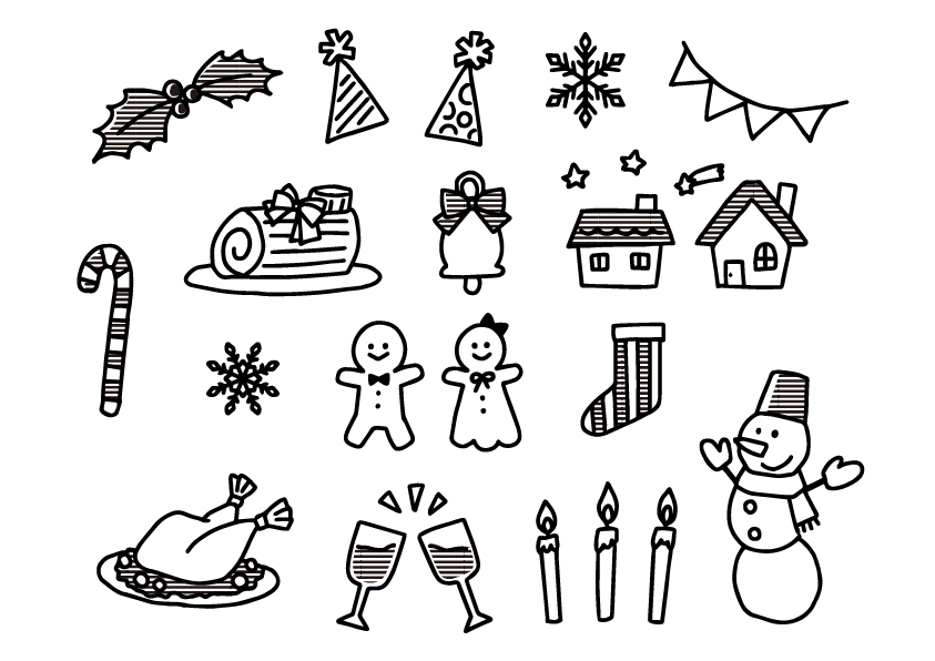 手書き風ツリー おしゃれなクリスマスイラスト無料 フリー86798素材Good