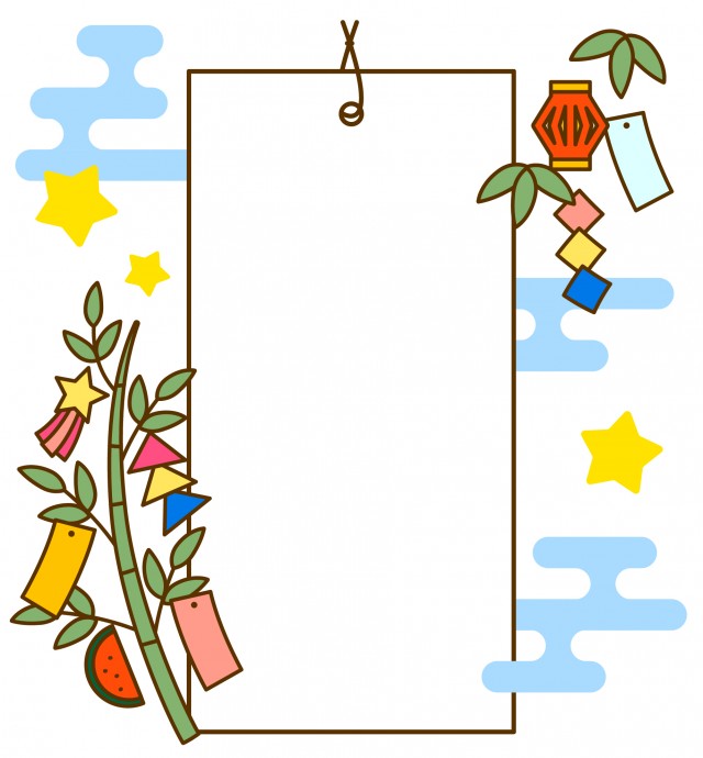 無料フリー素材 背景透過 水彩風&線画 七夕の短冊のイラストかわいい無料素材♪まるふーわイラスト