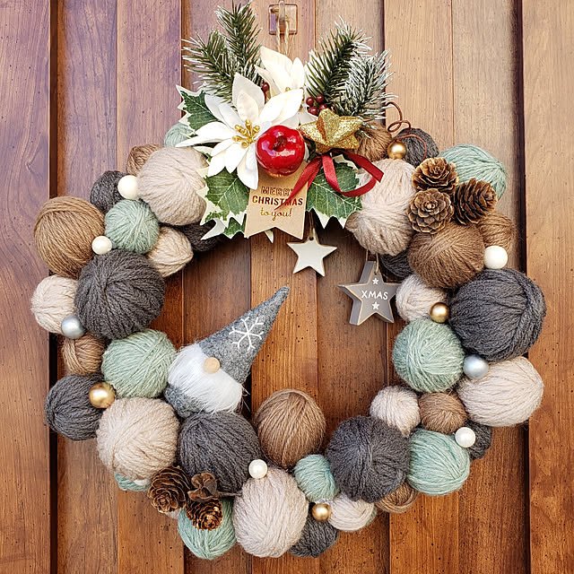 ナチュラルグリーンリース ハンドメイド 大きな クリスマス リース と ナチュラル グリーン リース 2WAY使い 50cm 玄関などに飾れるウェルカム リース - AoiTori's ArtFlower Galleryminne 国内最大級のハンドメイド・手作り通販サイト
