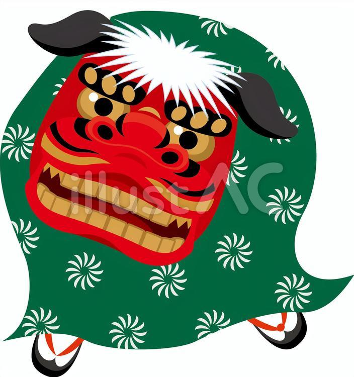 お正月 獅子舞のイラスト白黒イラストのフリー素材集 イラストバンク モノクロ支店