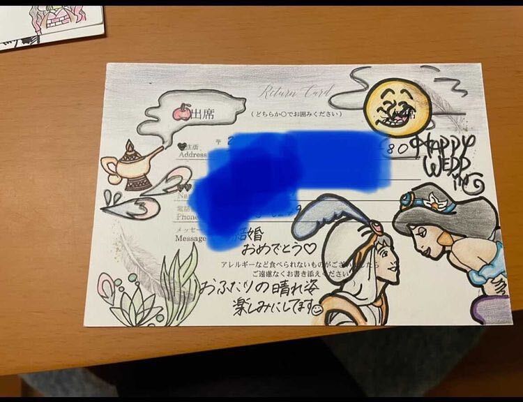 シールで簡単に出来る！招待状返信アートの可愛いデザイン