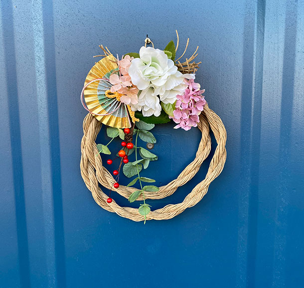 紙ひも お正月のしめ縄リース飾りの土台の作り方