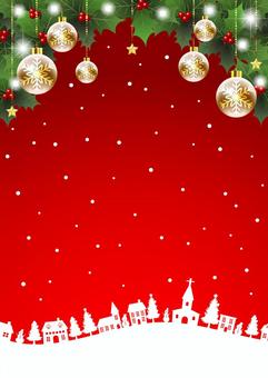 赤クリスマスオーナメント壁紙イラストのフリー素材イラストイメージ