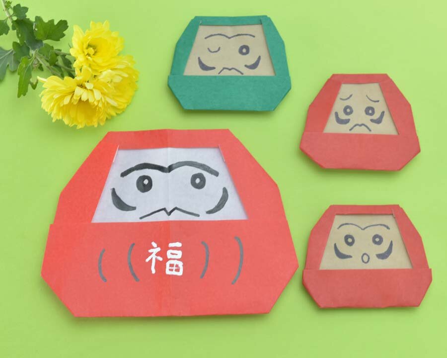 だるまの折り紙。簡単に子どもでも、かわいい1月のお正月飾りが作れます♪幼稚園や保育園児にも最適です。おりがみっこⅡ