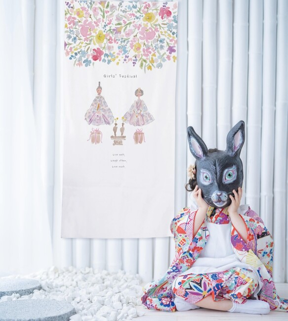 ひな人形手作りキット きめこみタペストリー お雛様 ピンク生地 和柄 和布 ちりめん手芸通販布がたり