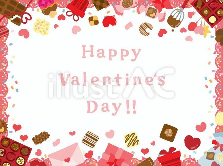 無料イラスト かわいいフリー素材集 フレームぽけっとバレンタインのフレーム