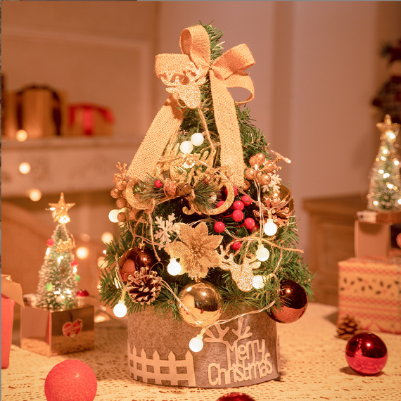 Farigrut クリスマスツリー ミニクリスマスツリー クリスマス ミニ 植毛松葉デスクトップクリスマスツリー クリスマス飾り イ Moi モアクリスマスツリー 小さい ミニツリー LEDライト付き オーナメントセット フルセット ツリーセット おしゃれ 40cm グリーンツリー もみ