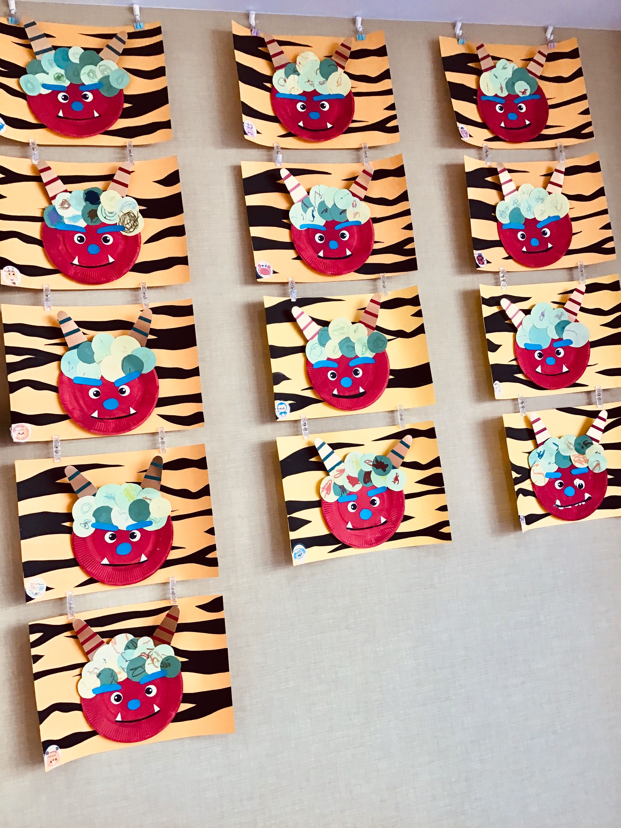 画用紙＆折り紙で簡単工作♪ 節分 おにの壁面飾りを作ってみた！ 赤鬼 冬 春 ２月 豆まき