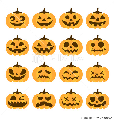 ハロウィーンのカボチャ変な顔、ジャック・オー・ランタンセット無料ベクトル素材