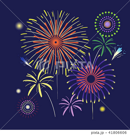 花火の夏文字イラストのフリー素材イラストイメージ