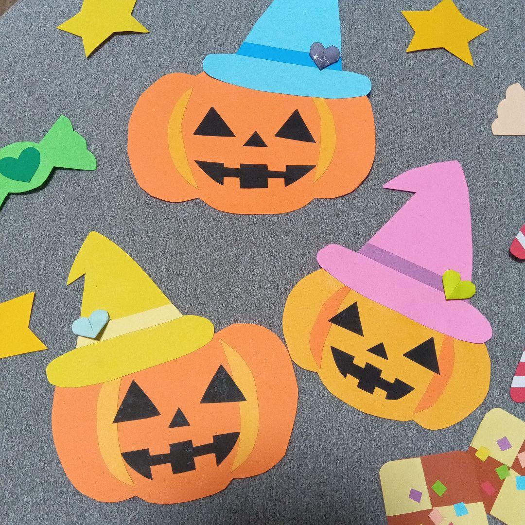 折り紙 ハロウィン飾り 魔女5個 黒