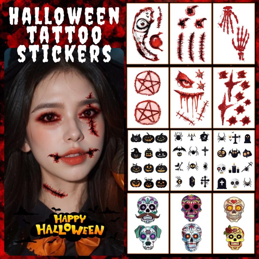 Amazon.co.jp: ハロウィーン タトゥーシール 12枚セット ハロウィン ステッカー 笑顔の唇 ゾンビメイク リップステッカー ハロウィン タトゥーシール ハロウィン小物 コスプレ 仮装 ゾンビメイク 特殊メイク ハロウィーン化粧 舞台 演劇 撮影 装飾アクセサリー : スポーツ
