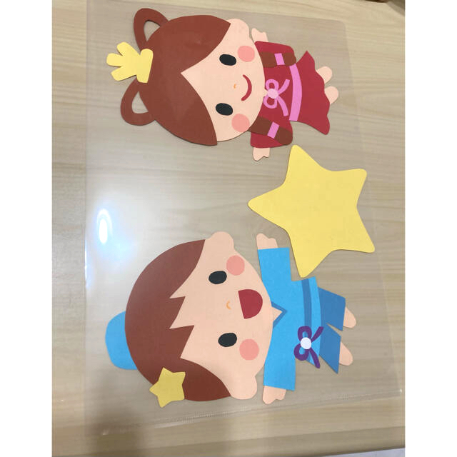 七夕壁面壁面 壁面飾り 織姫 彦星 ７月壁面