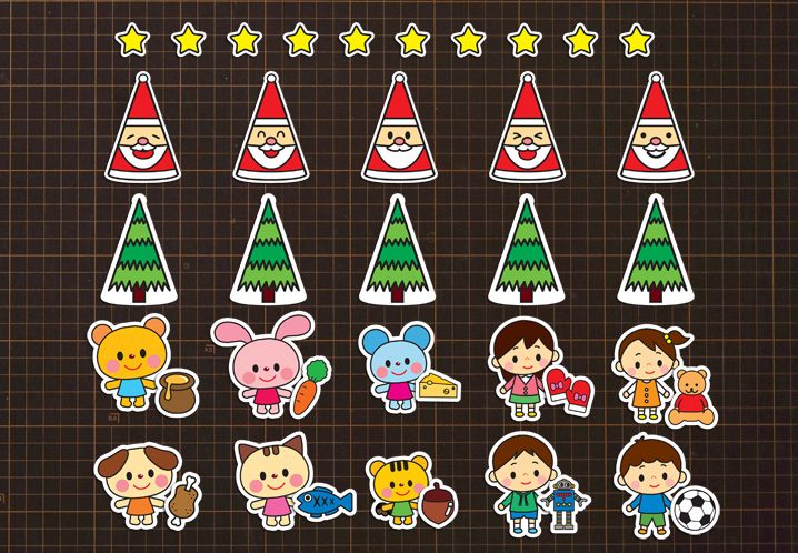 壁面型紙 クリスマスつめこみツリーほいくえ