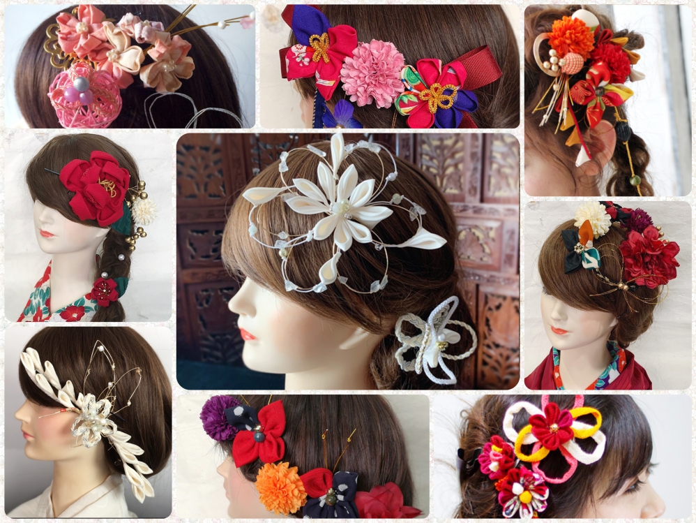 つまみ細工娘の成人式の髪飾り手作り 初心者でも作れたよ