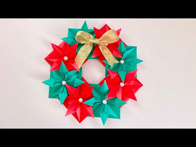クリスマス 折り紙8枚で作るクリスマスのリース大人の折り紙インテリア