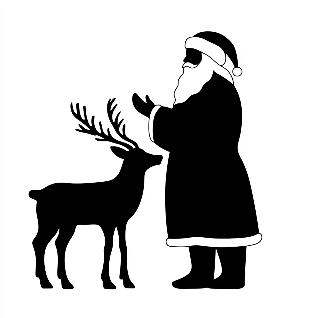 クリスマスの夜、満月にサンタがトナカイの上を飛ぶのを見るため、崖の上に立つトナカイのシルエット。」のイラスト素材 2054854412Shutterstock