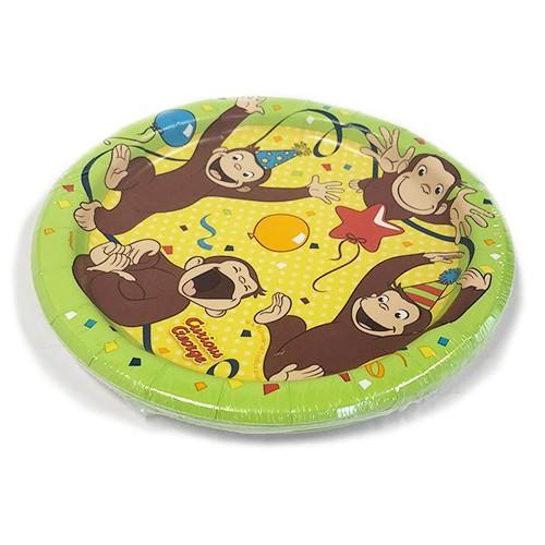 Amazon.co.jp: おさるのジョージ 誕生パーティーセット デザートプレート 8枚カップ8個ナプキン8枚プラスチック製テーブルカバー1枚おさるのジョージケーキトッパーとバースデーキャンドルセット : ホーム＆キッチン