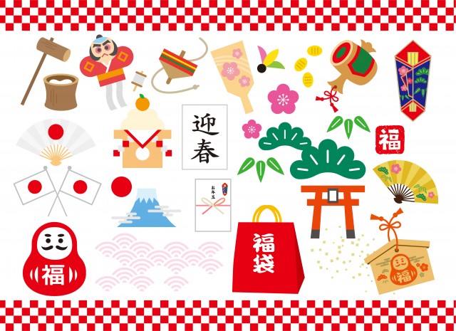 季節のフリー素材 商用利用可 透過PNG - 冬 正月 門松 しめ縄 縁起物 富士山 鯛 羽子板 独楽 正月 松竹梅Plus FreeMaterial