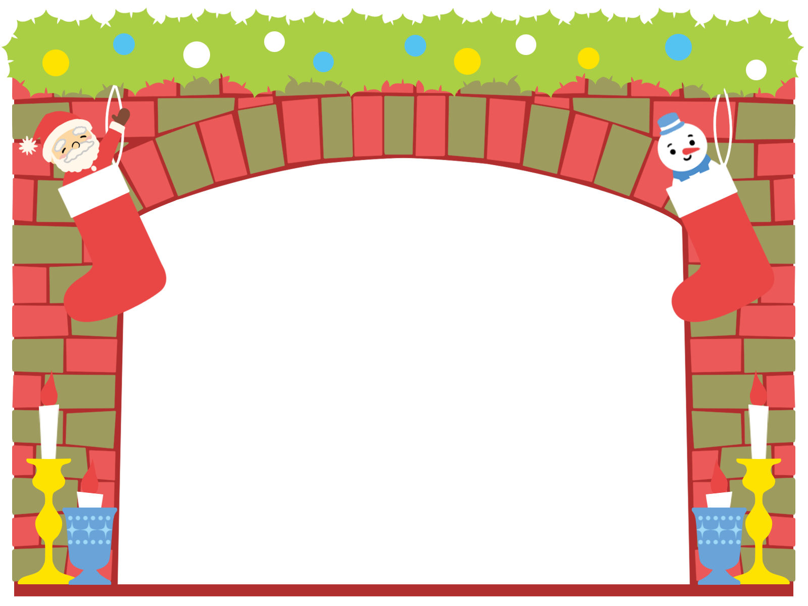 クリスマスベルのフレーム・枠の白黒イラストかわいい無料の白黒イラスト モノぽっと