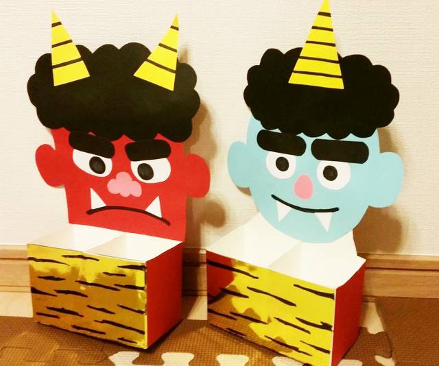 時短工作 鬼のハーフマスク 写真映え抜群2月, 節分工作イベントアイデアイベント工作キットの「たのつく」