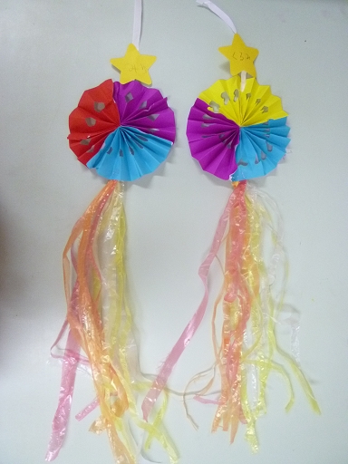 ♪たのしいようちえん♪七夕飾り 織姫・彦星 年長