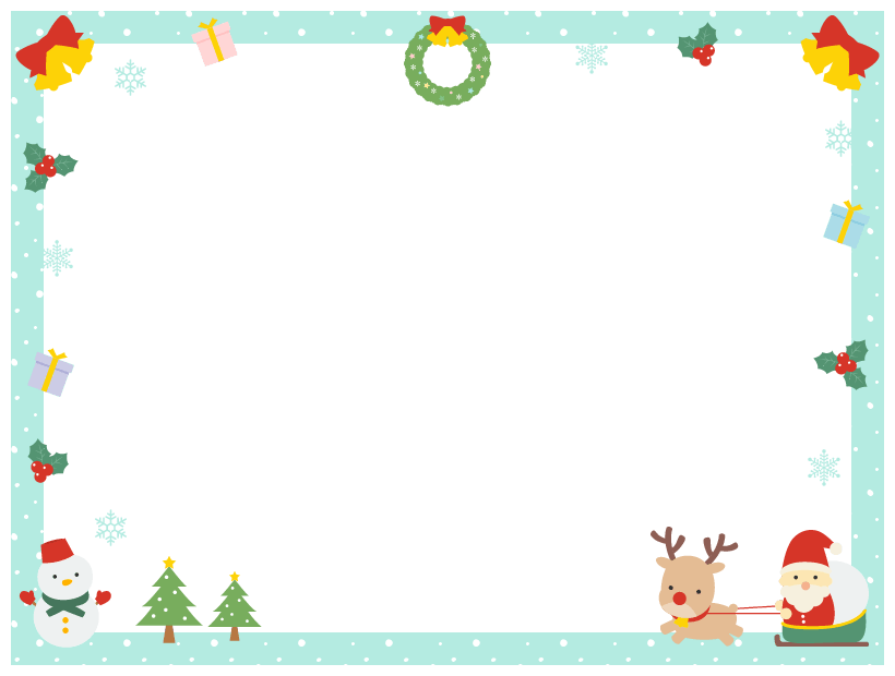 葉っぱ・草木のイラスト・フリー素材 フレーム枠No.133『クリスマス・ひいらぎ』