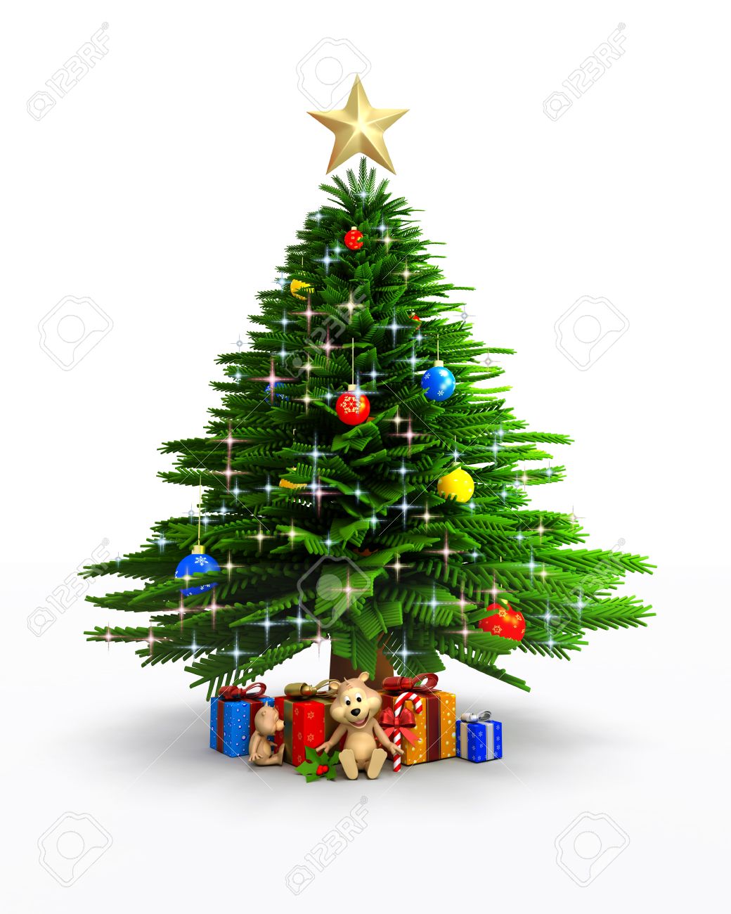 リアルなクリスマスツリー無料ベクトル素材