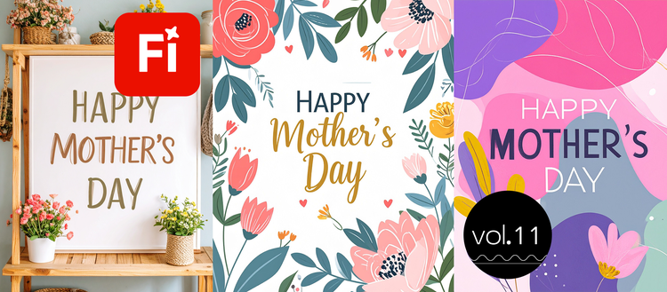 母の日のポストカードテンプレート-花のわっか「HappyMother'sDay」2ダウンロードかわいい無料はがきテンプレート はがき絵箱