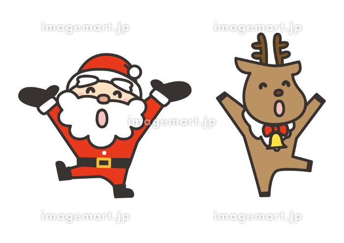２０１５年版！可愛いサンタクロースとトナカイ無料イラスト画像